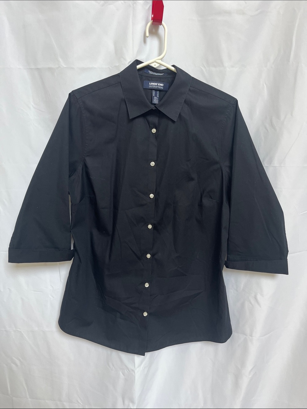 Lands' End Black Women’s Button-Up Dress Shirt 14 Tall